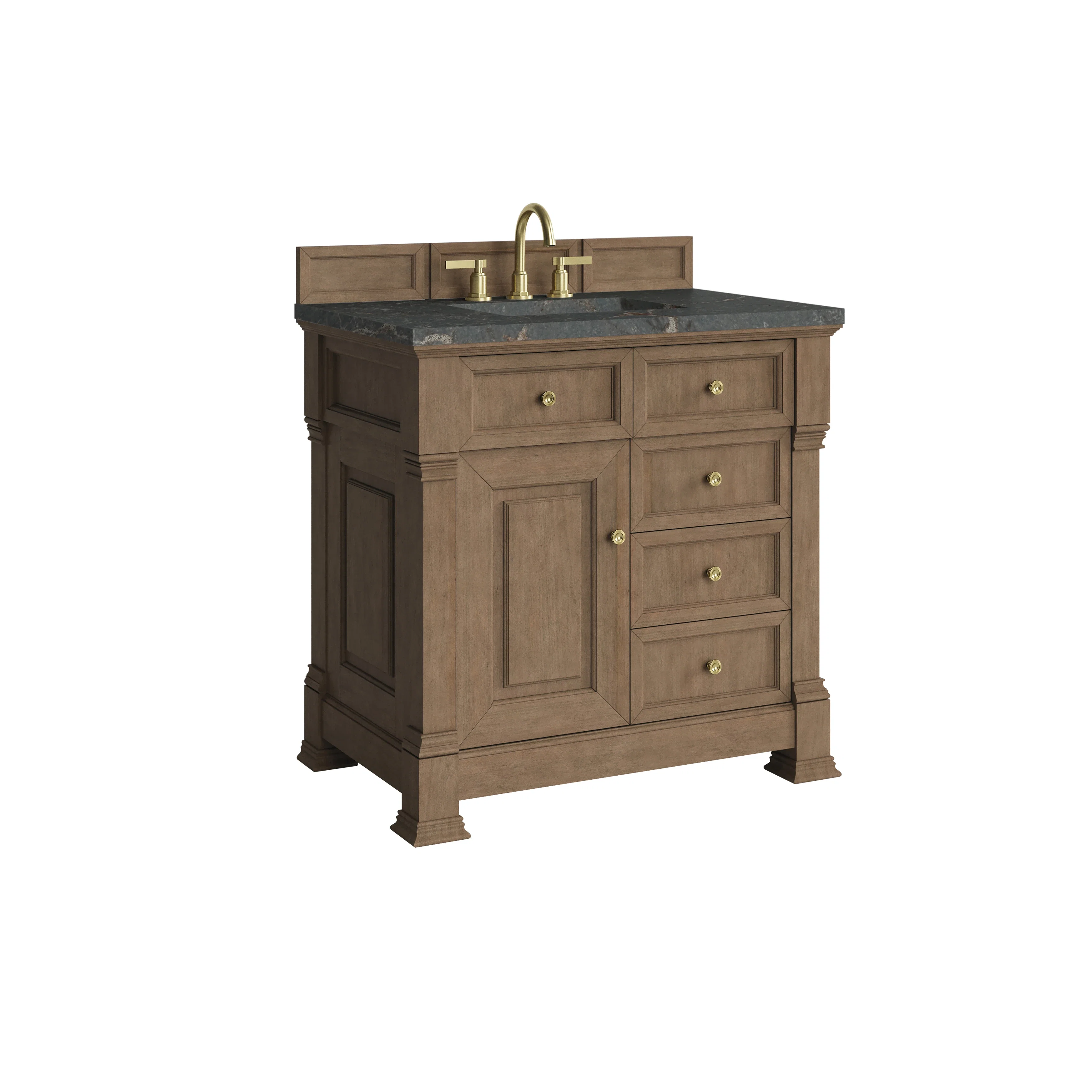 Brookfield 36" Single Vanity, Pecan w/ 3 CM Parisien Bleu Silestone  Top