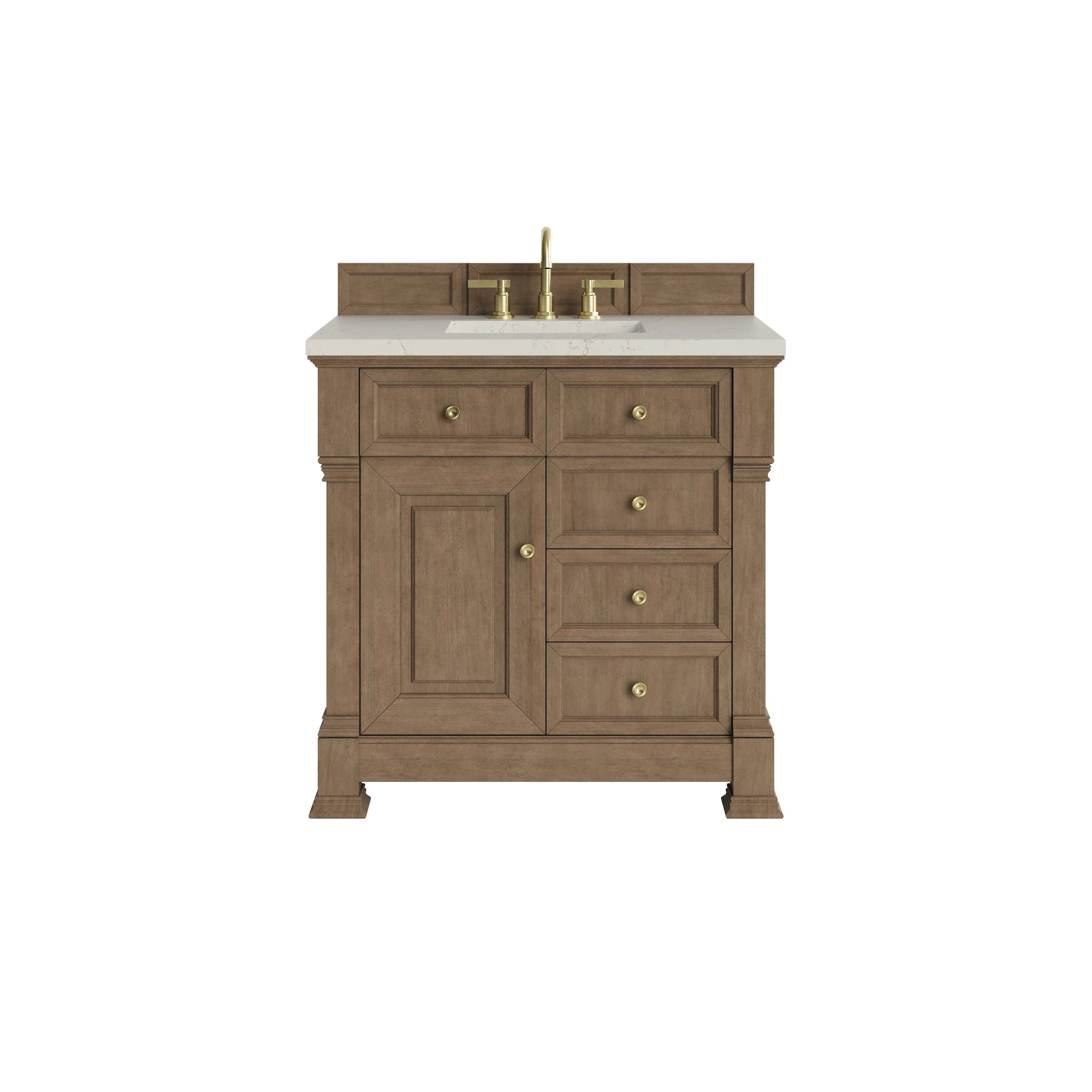 Brookfield 36" Single Vanity, Pecan, w/ 3 CM Siberian Silestone Top