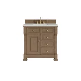 Brookfield 36" Single Vanity, Pecan, w/ 3 CM Siberian Silestone Top