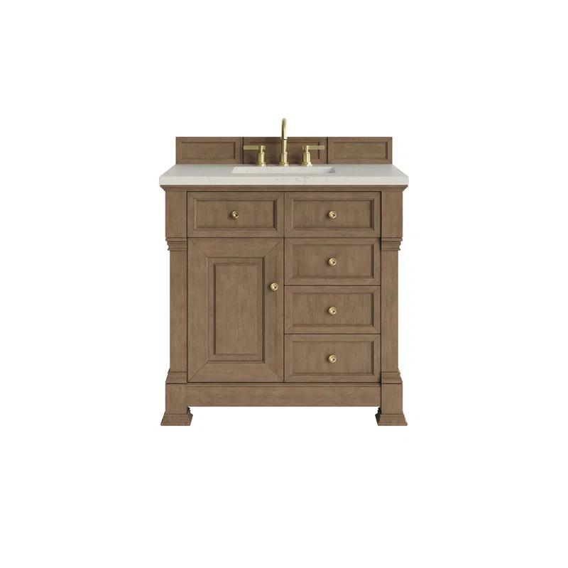 Brookfield 36" Single Vanity, Pecan, w/ 3 CM Siberian Silestone Top