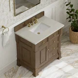 Brookfield 36" Single Vanity, Pecan, w/ 3 CM Siberian Silestone Top