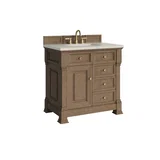 Brookfield 36" Single Vanity, Pecan, w/ 3 CM Siberian Silestone Top