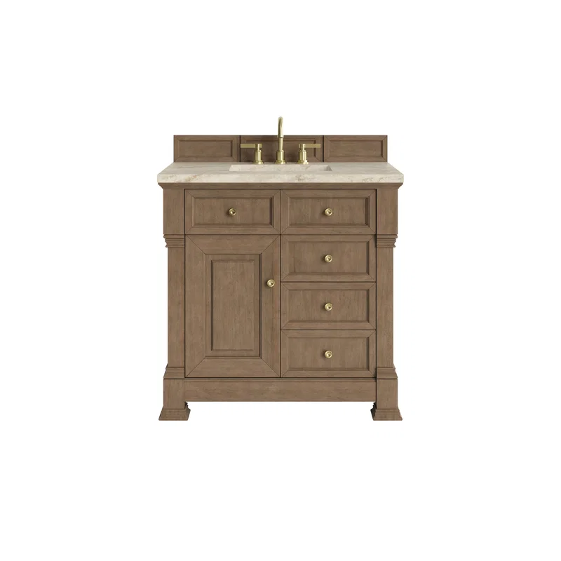 Brookfield 36" Single Vanity, Pecan, w/ 3 CM Tajnar Eclos Top