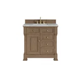 Brookfield 36" Single Vanity, Pecan w/ 3 CM Victorian Silver Silestone  Top