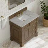Brookfield 36" Single Vanity, Pecan w/ 3 CM Victorian Silver Silestone  Top