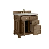 Brookfield 36" Single Vanity, Pecan w/ 3 CM Victorian Silver Silestone  Top