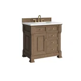 Brookfield 36" Single Vanity, Pecan, w/ 3 CM White Zeus Silestone Top