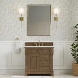 Brookfield 36" Single Vanity, Pecan, w/ 3 CM White Zeus Silestone Top