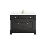 Brookfield 48" Single Vanity, Black Onyx w/ Single Hole 3 CM White Zeus Silestone Top & Backsplash