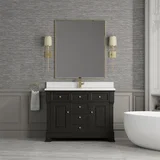 Brookfield 48" Single Vanity, Black Onyx w/ Single Hole 3 CM White Zeus Silestone Top & Backsplash