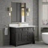 Brookfield 48" Single Vanity, Black Onyx w/ Single Hole 3 CM White Zeus Silestone Top & Backsplash