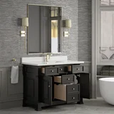 Brookfield 48" Single Vanity, Black Onyx w/ Single Hole 3 CM White Zeus Silestone Top & Backsplash