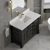 Brookfield 48" Single Vanity, Black Onyx w/ Single Hole 3 CM White Zeus Silestone Top & Backsplash