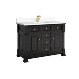 Brookfield 48" Single Vanity, Black Onyx w/ Single Hole 3 CM White Zeus Silestone Top & Backsplash