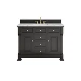 Brookfield 48" Single Vanity, Black Onyx w/3 CM Carrara White Marble Top