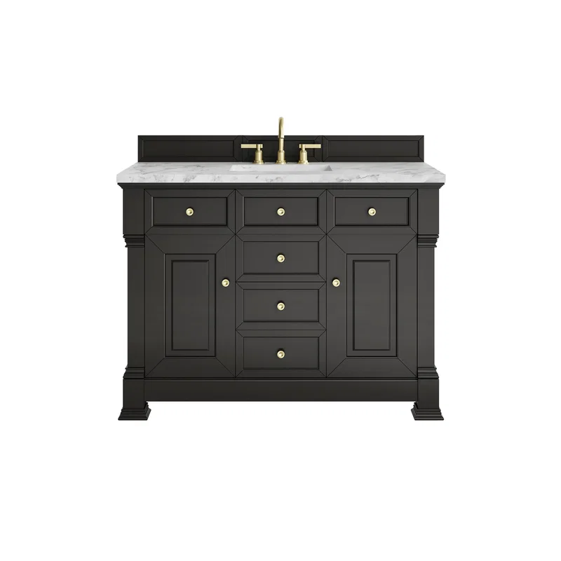 Brookfield 48" Single Vanity, Black Onyx w/3 CM Carrara White Marble Top