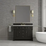 Brookfield 48" Single Vanity, Black Onyx w/3 CM Carrara White Marble Top