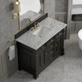 Brookfield 48" Single Vanity, Black Onyx w/3 CM Carrara White Marble Top