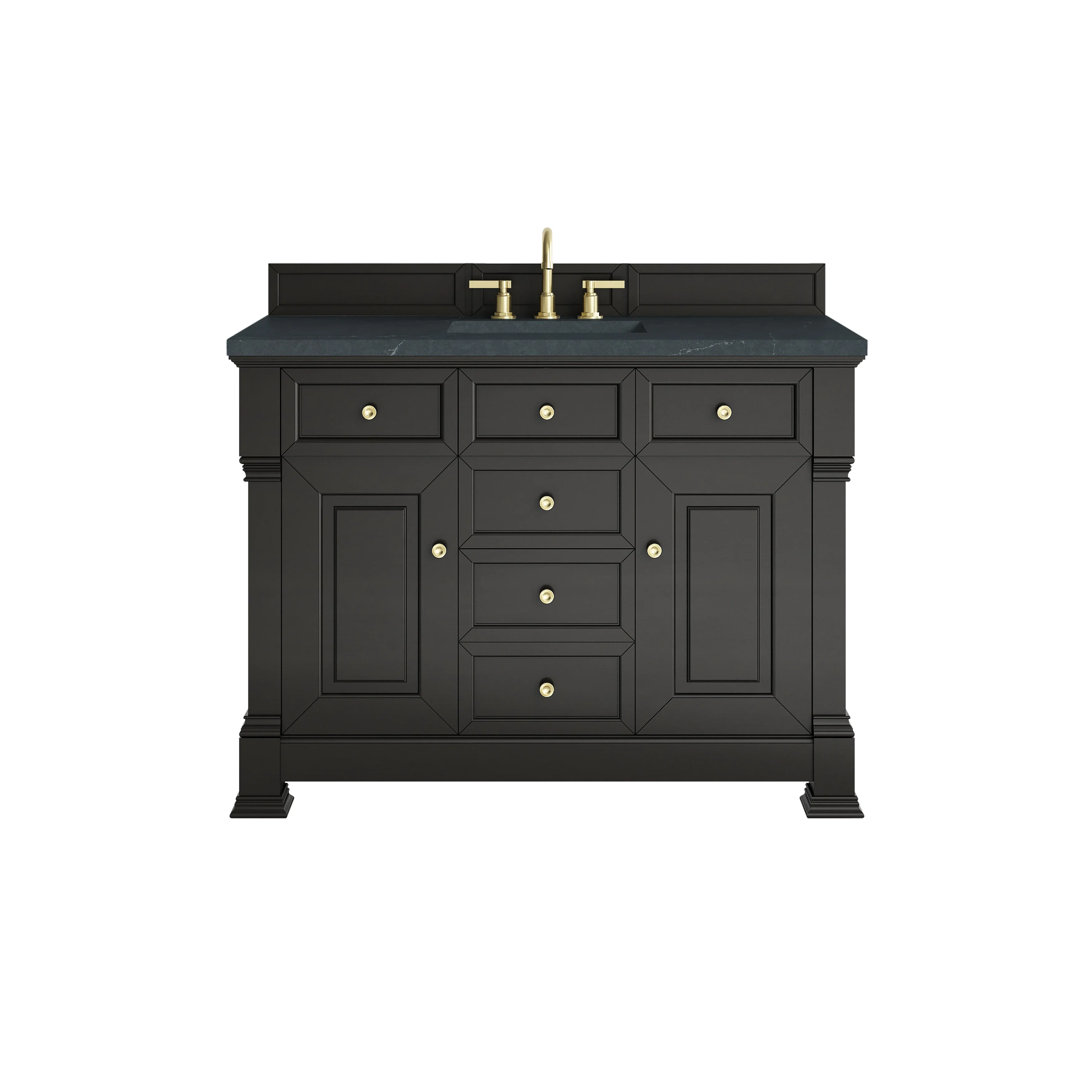 Brookfield 48" Single Vanity, Black Onyx w/3 CM Charcoal Soapstone Silestone Top