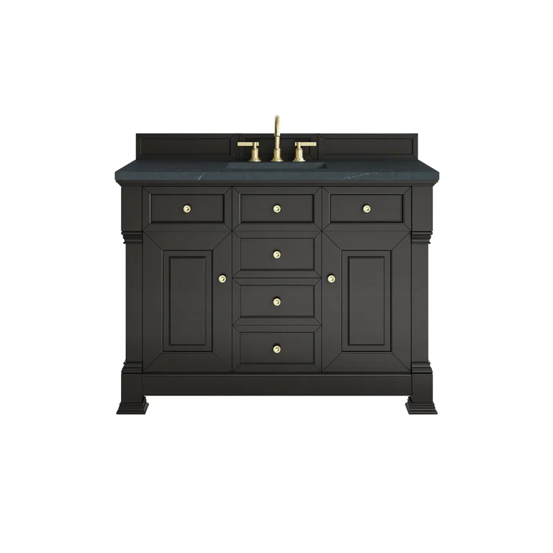 Brookfield 48" Single Vanity, Black Onyx w/3 CM Charcoal Soapstone Silestone Top