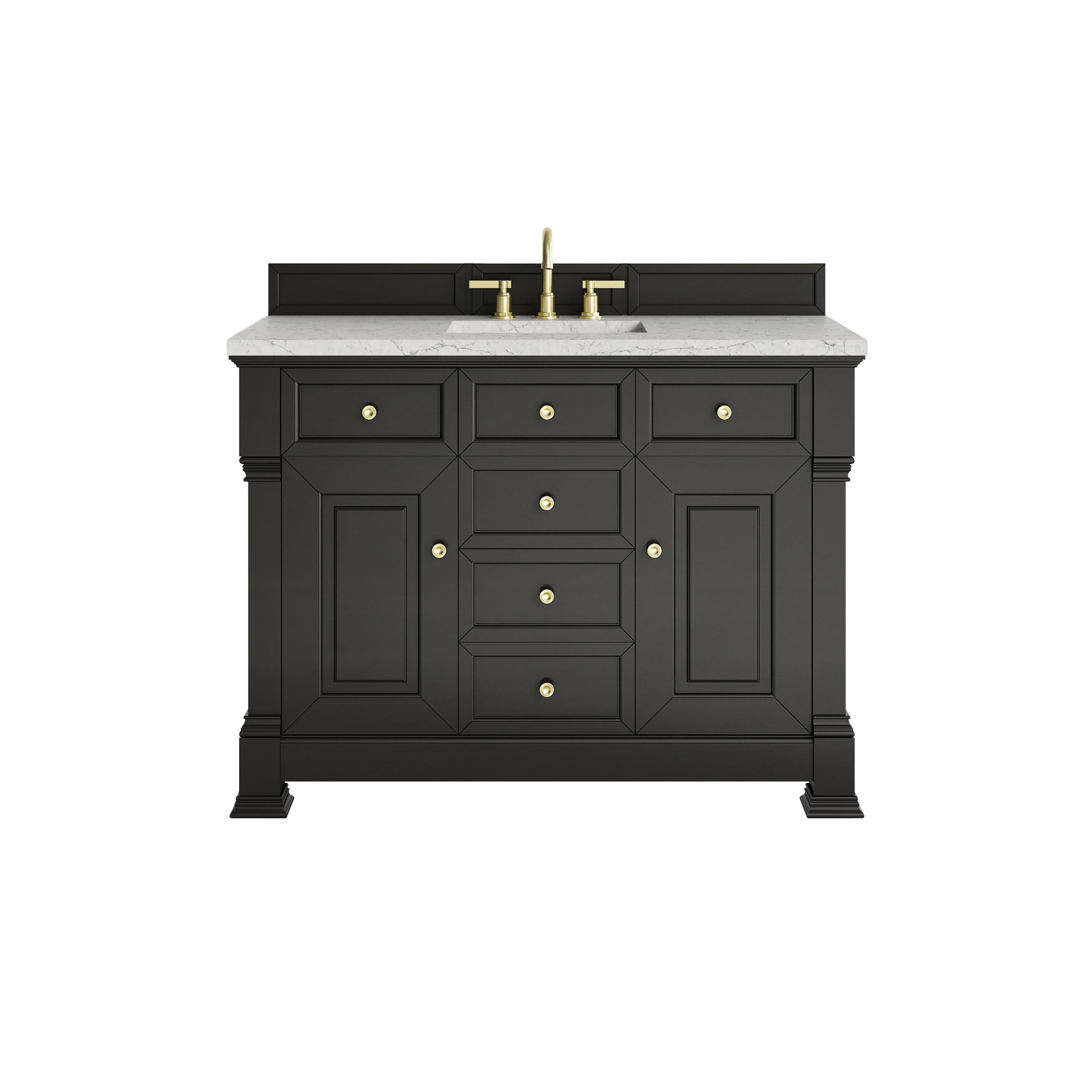 Brookfield 48" Single Vanity, Black Onyx w/ 3 CM Eternal Jasmine Pearl Silestone Top