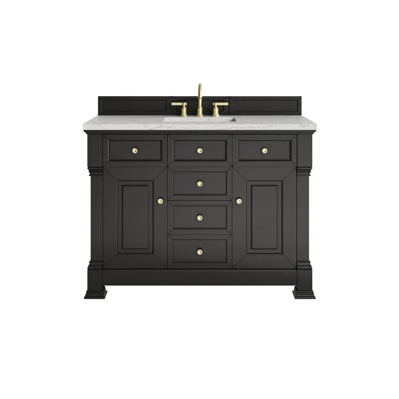 Brookfield 48" Single Vanity, Black Onyx w/ 3 CM Eternal Jasmine Pearl Silestone Top