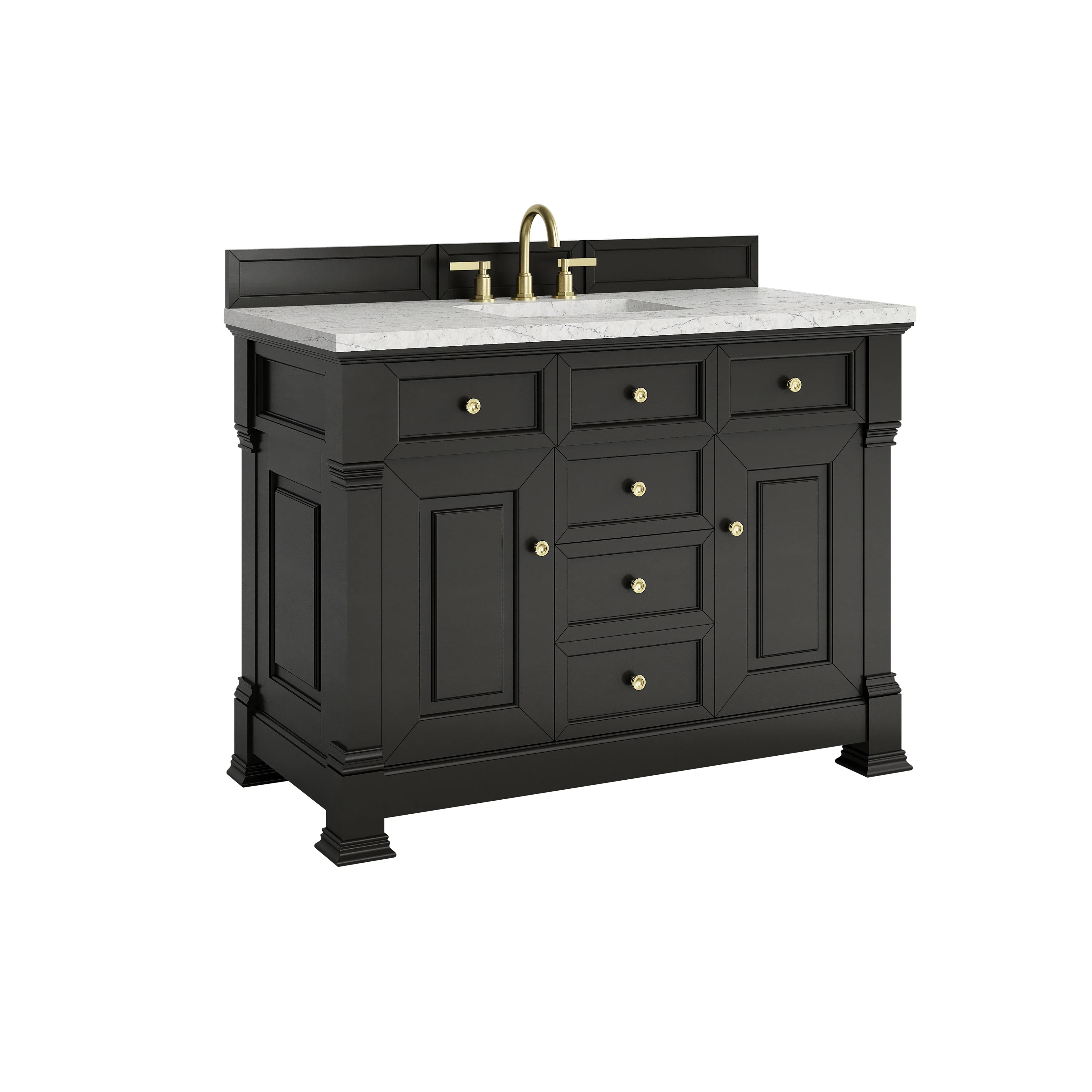 Brookfield 48" Single Vanity, Black Onyx w/ 3 CM Eternal Jasmine Pearl Silestone Top