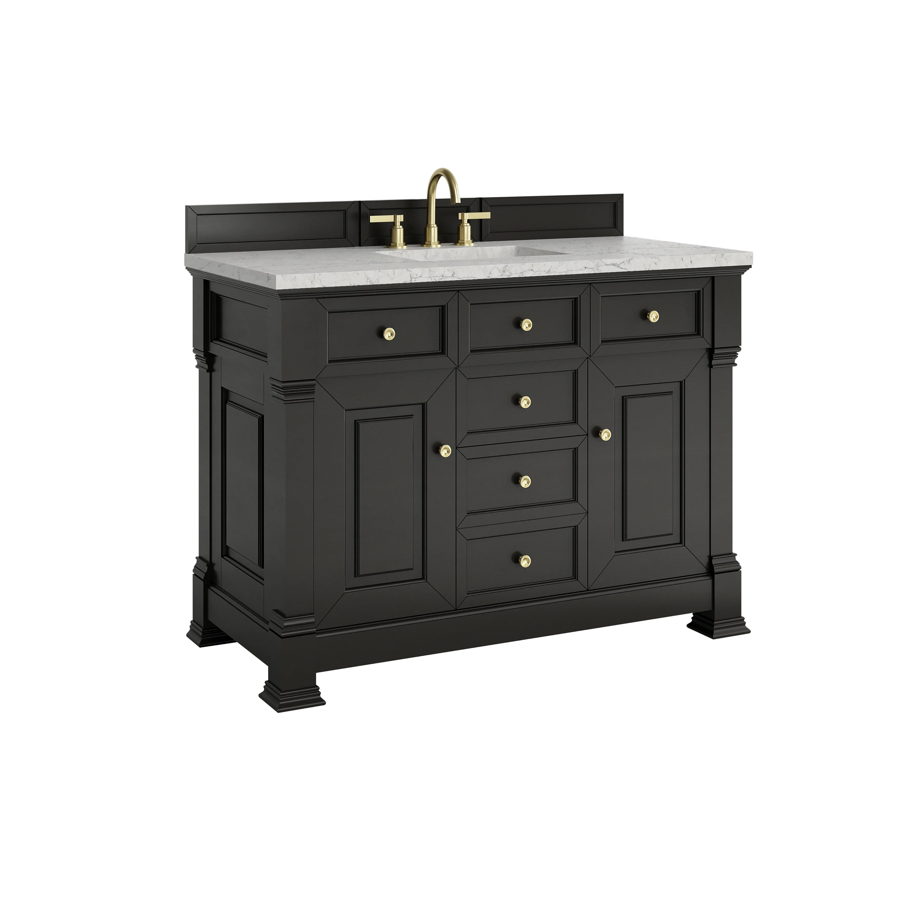 Brookfield 48" Single Vanity, Black Onyx w/ 3 CM Eternal Jasmine Pearl Silestone Top