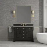 Brookfield 48" Single Vanity, Black Onyx w/ 3 CM Eternal Jasmine Pearl Silestone Top