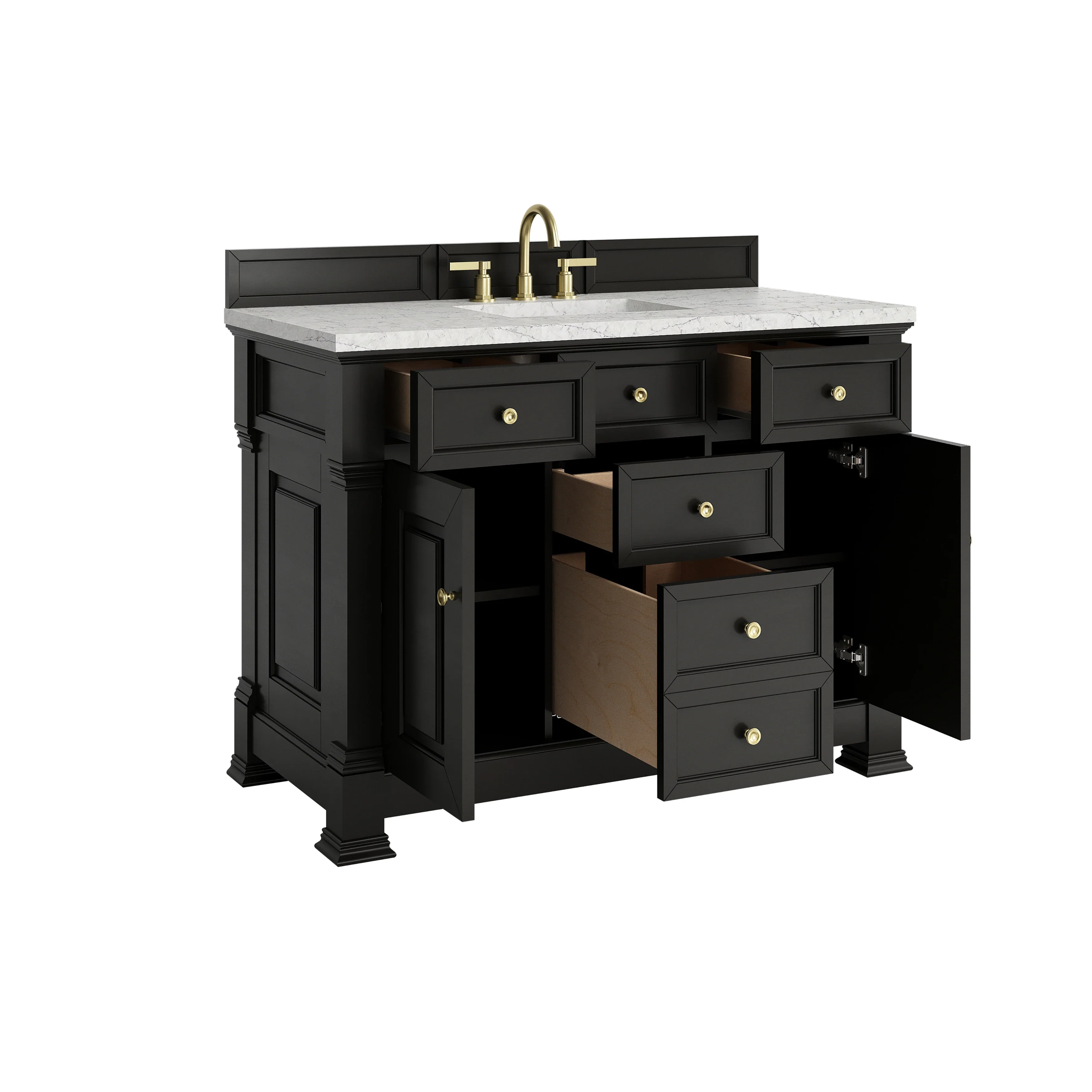 Brookfield 48" Single Vanity, Black Onyx w/ 3 CM Eternal Jasmine Pearl Silestone Top