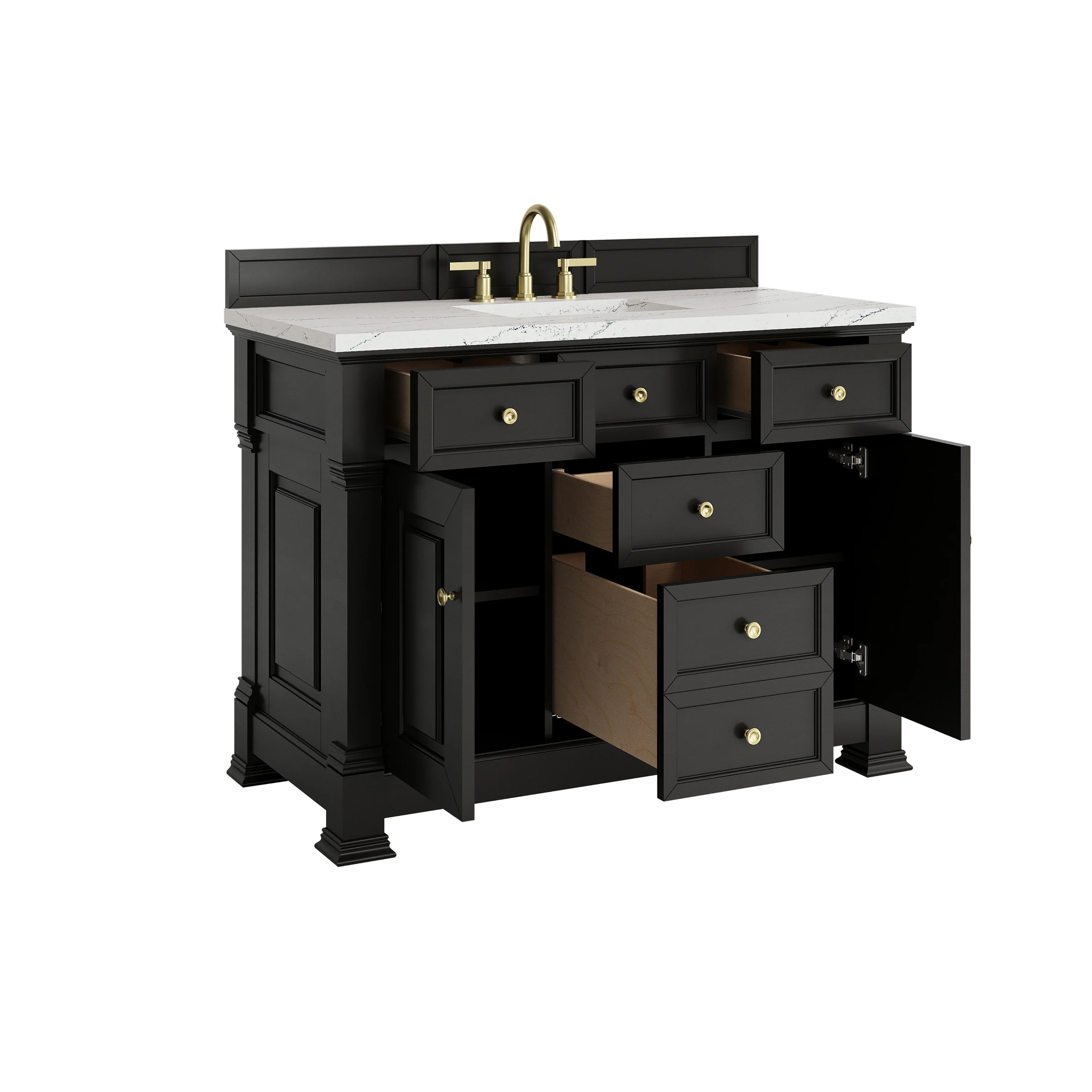 Brookfield 48" Single Vanity, Black Onyx w/ 3 CM Ethereal Noctis Silestone Top