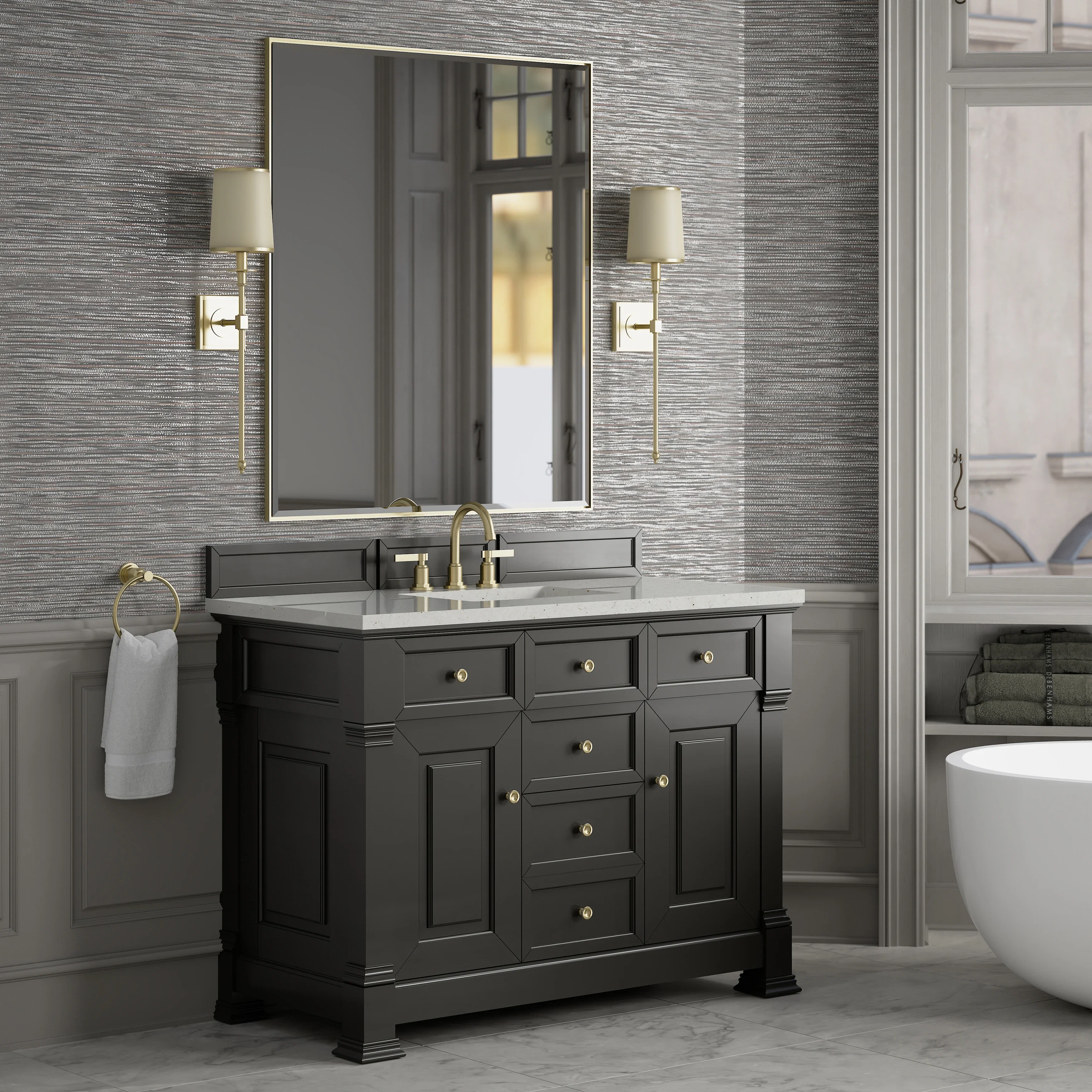Brookfield 48" Single Vanity, Black Onyx w/ 3 CM Lime Delight Silestone Top
