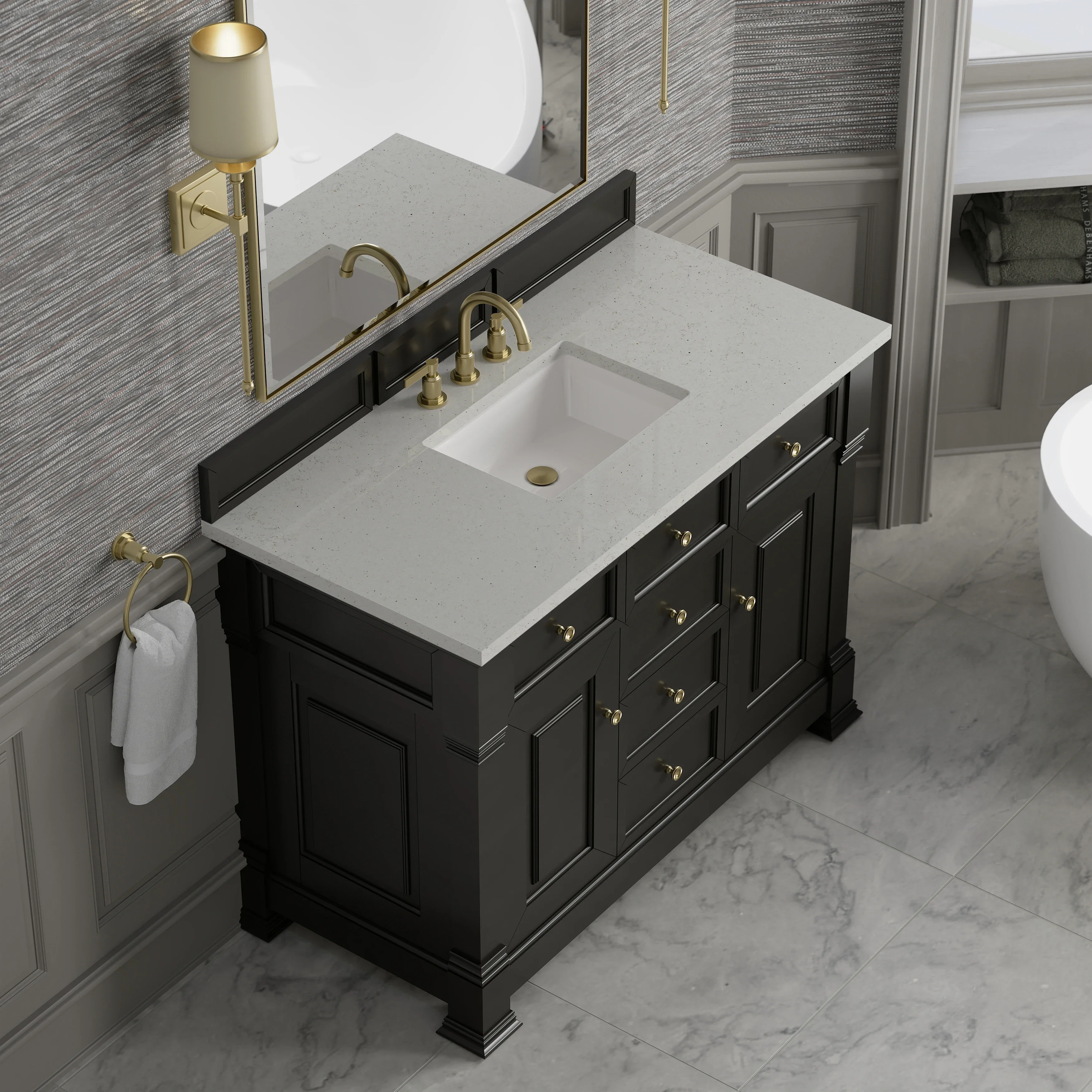 Brookfield 48" Single Vanity, Black Onyx w/ 3 CM Lime Delight Silestone Top