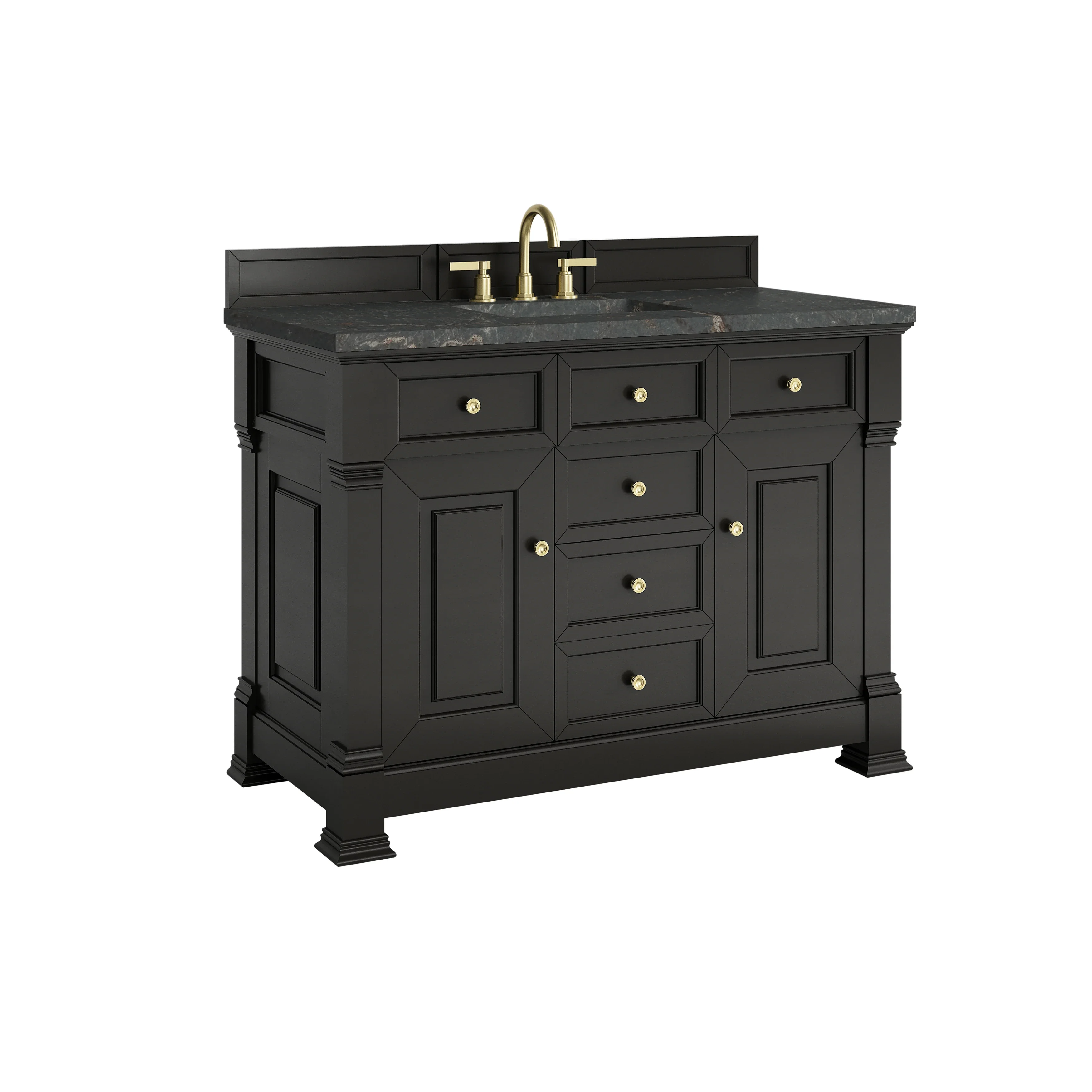 Brookfield 48" Single Vanity, Black Onyx w/ 3 CM Parisien Bleu Silestone Top
