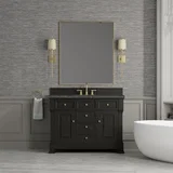 Brookfield 48" Single Vanity, Black Onyx w/ 3 CM Parisien Bleu Silestone Top