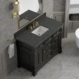 Brookfield 48" Single Vanity, Black Onyx w/ 3 CM Parisien Bleu Silestone Top