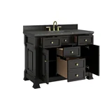 Brookfield 48" Single Vanity, Black Onyx w/ 3 CM Parisien Bleu Silestone Top