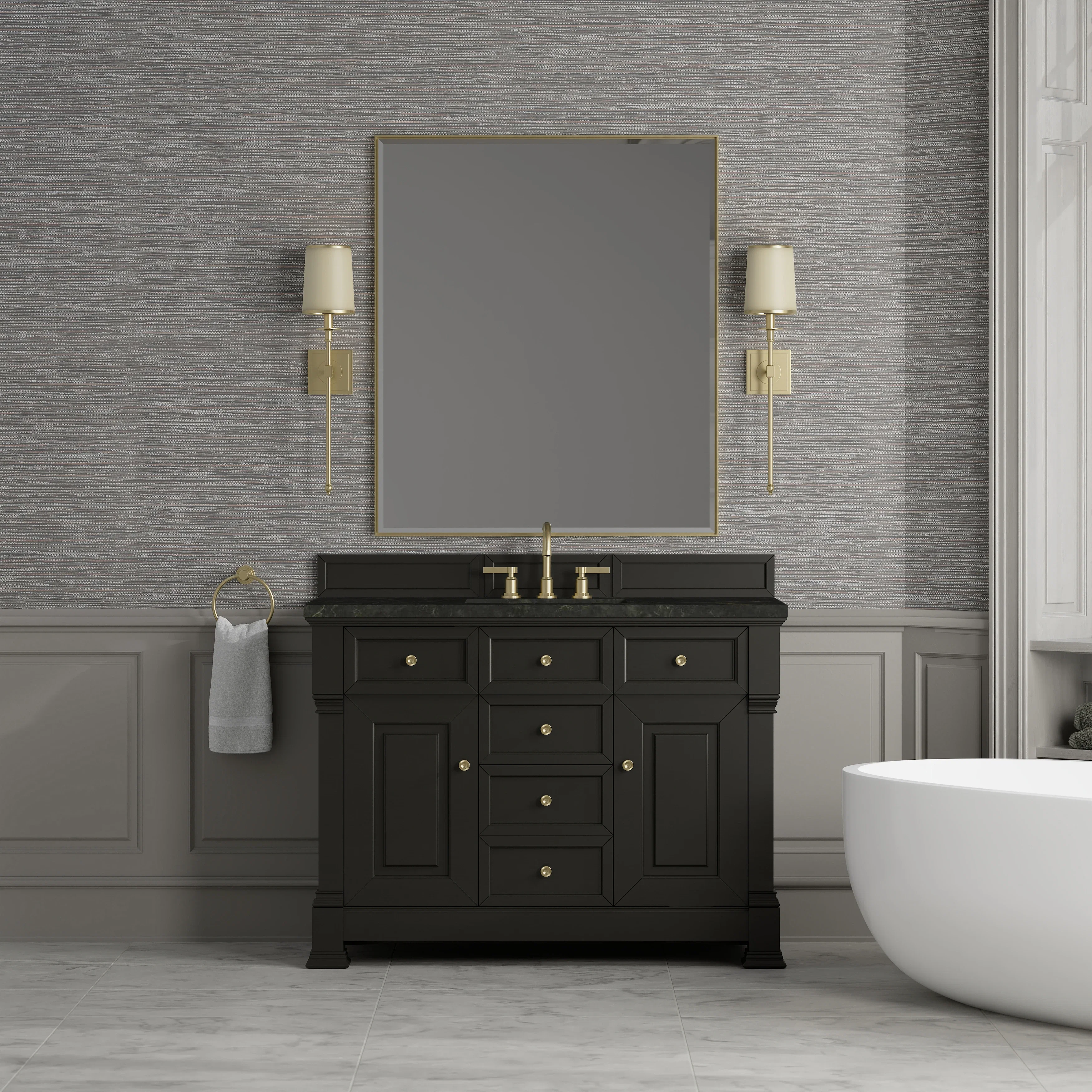 Brookfield 48" Single Vanity, Black Onyx, w/ 3 CM Phantome Eclos Top