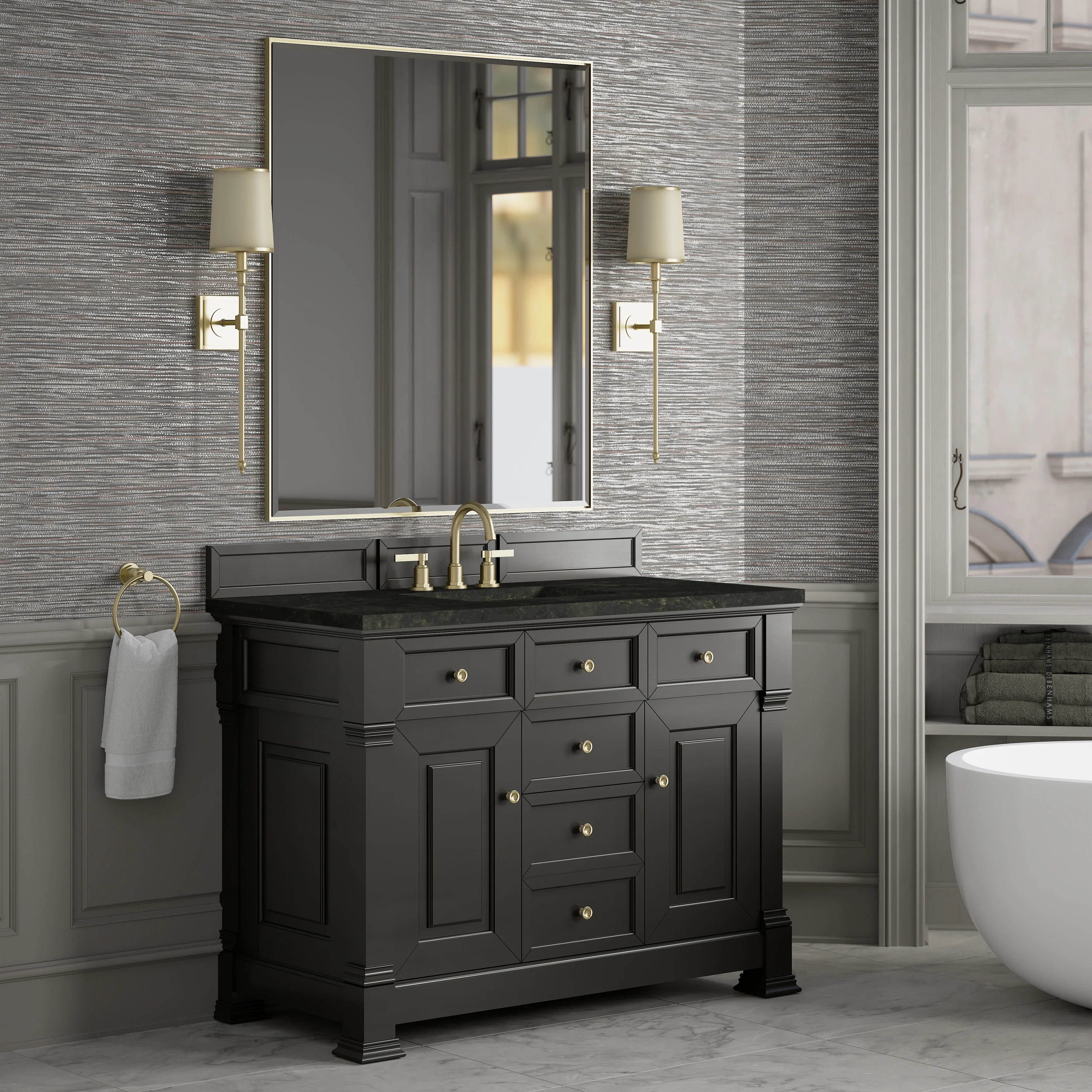 Brookfield 48" Single Vanity, Black Onyx, w/ 3 CM Phantome Eclos Top