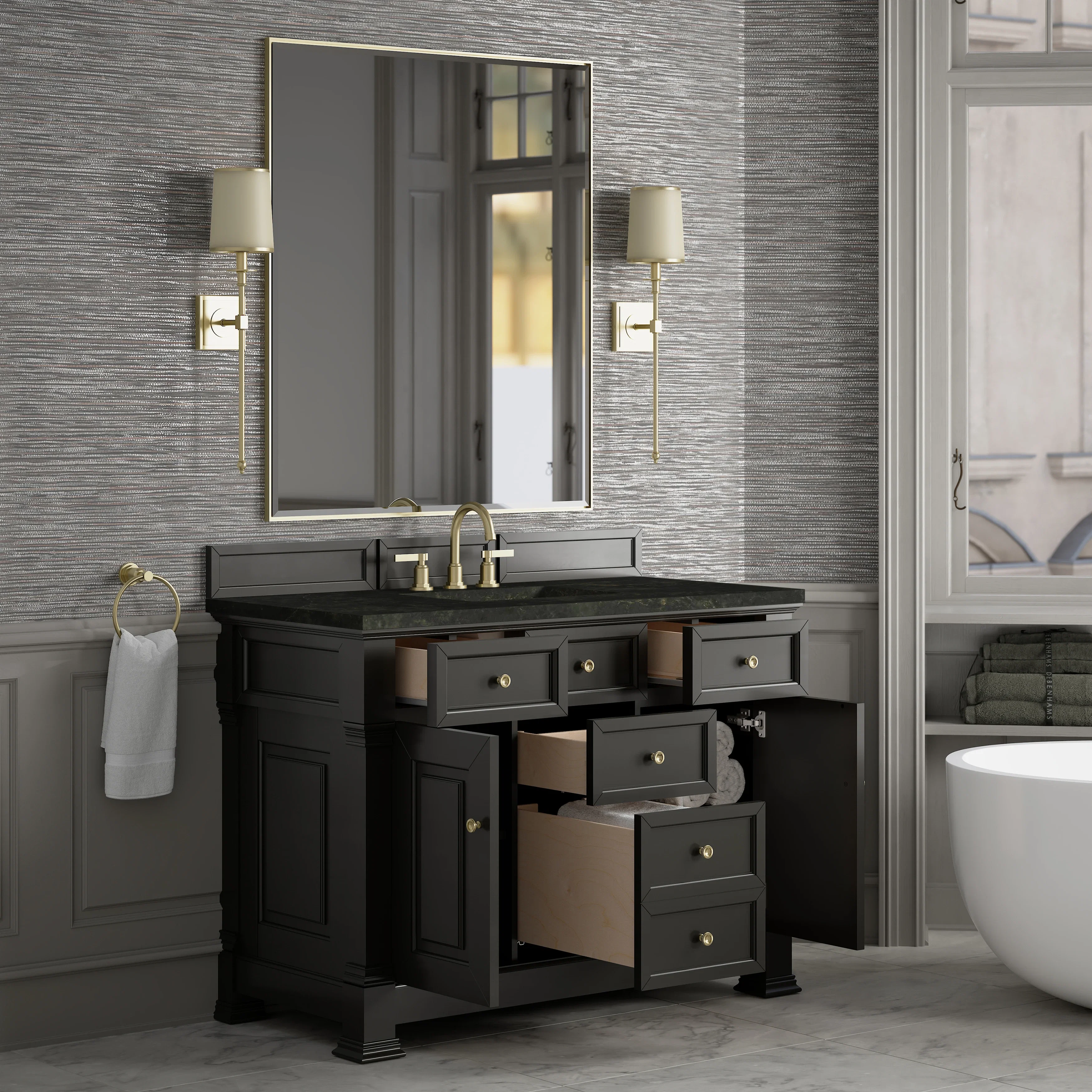 Brookfield 48" Single Vanity, Black Onyx, w/ 3 CM Phantome Eclos Top