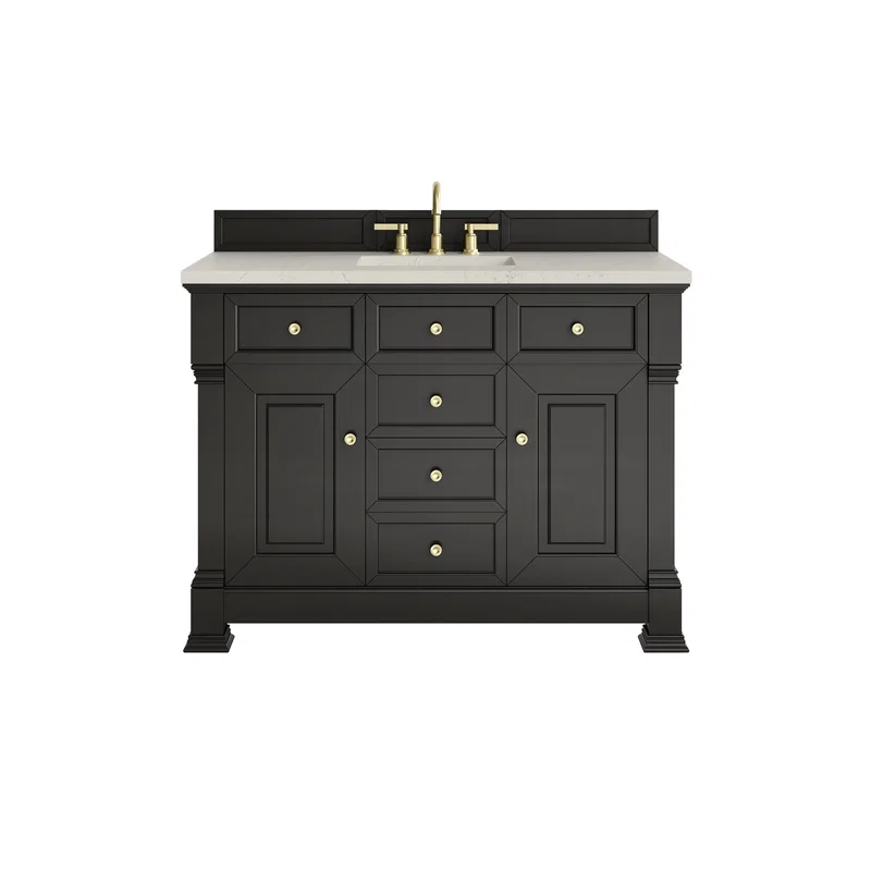 Brookfield 48" Single Vanity, Black Onyx, w/ 3 CM Siberian Silestone Top