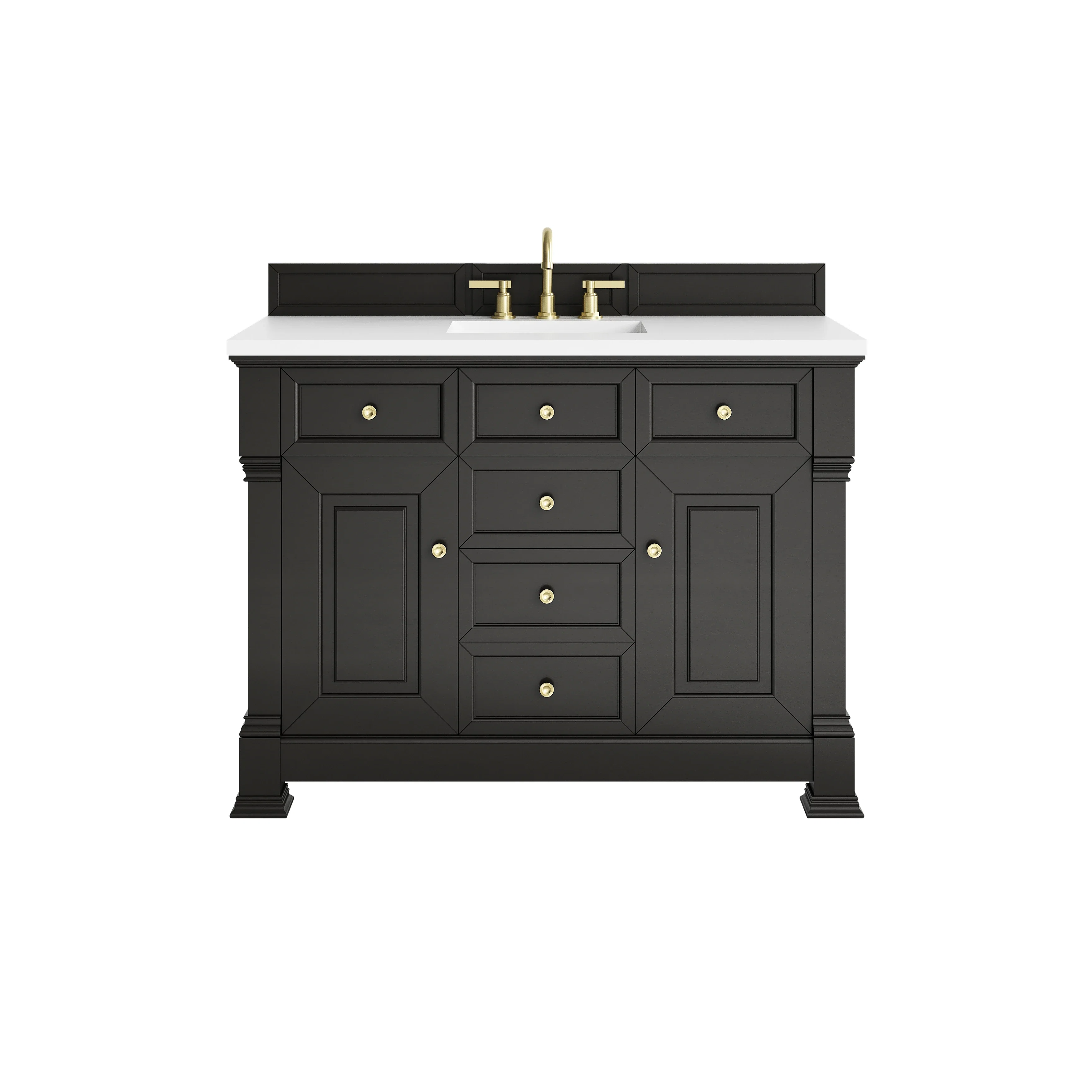 Brookfield 48" Single Vanity, Black Onyx,  w/ 3 CM White Zeus Silestone Top