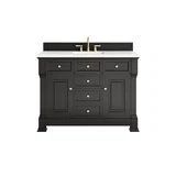 Brookfield 48" Single Vanity, Black Onyx,  w/ 3 CM White Zeus Silestone Top