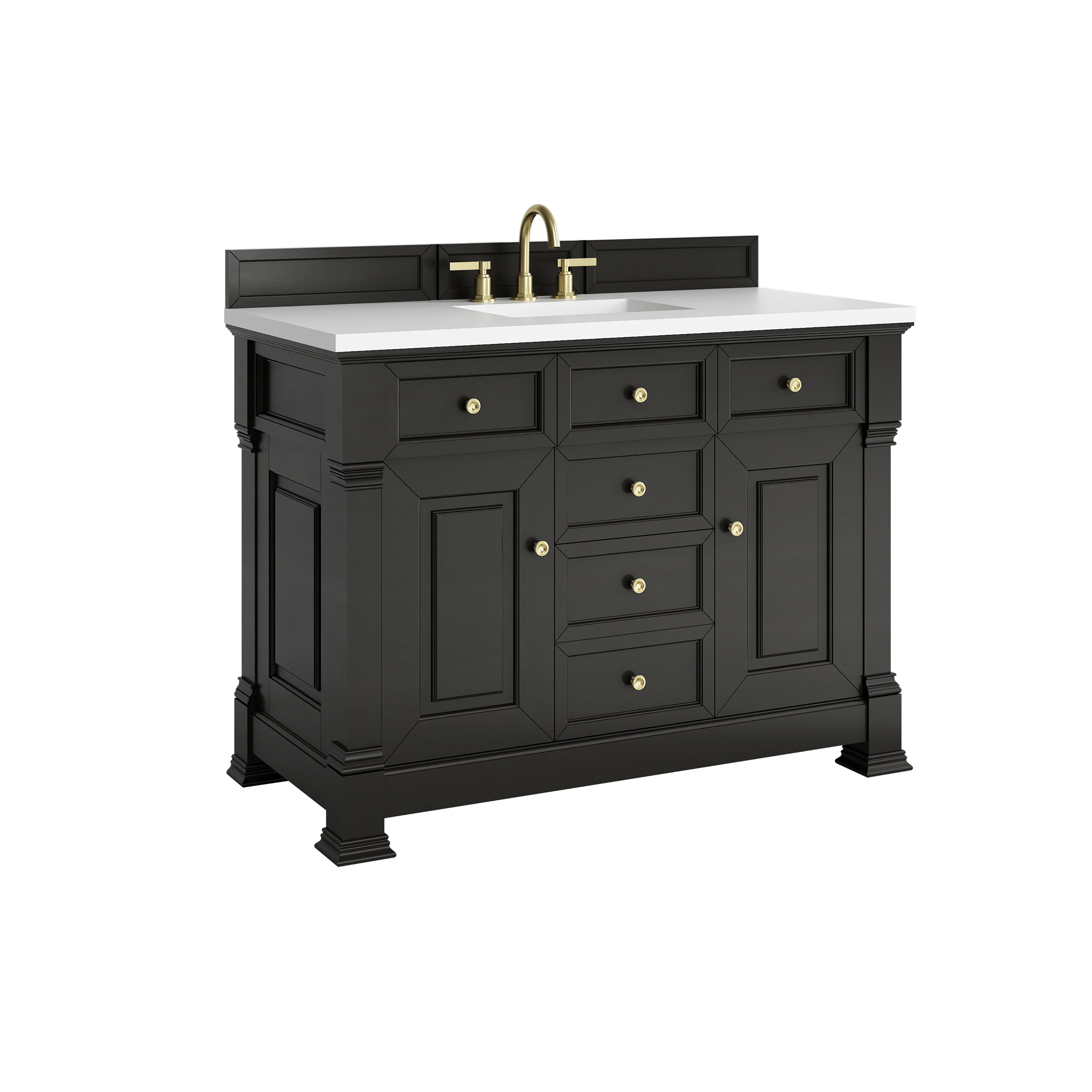 Brookfield 48" Single Vanity, Black Onyx,  w/ 3 CM White Zeus Silestone Top