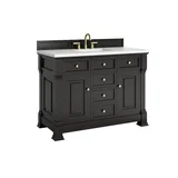 Brookfield 48" Single Vanity, Black Onyx,  w/ 3 CM White Zeus Silestone Top