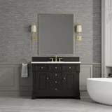 Brookfield 48" Single Vanity, Black Onyx,  w/ 3 CM White Zeus Silestone Top