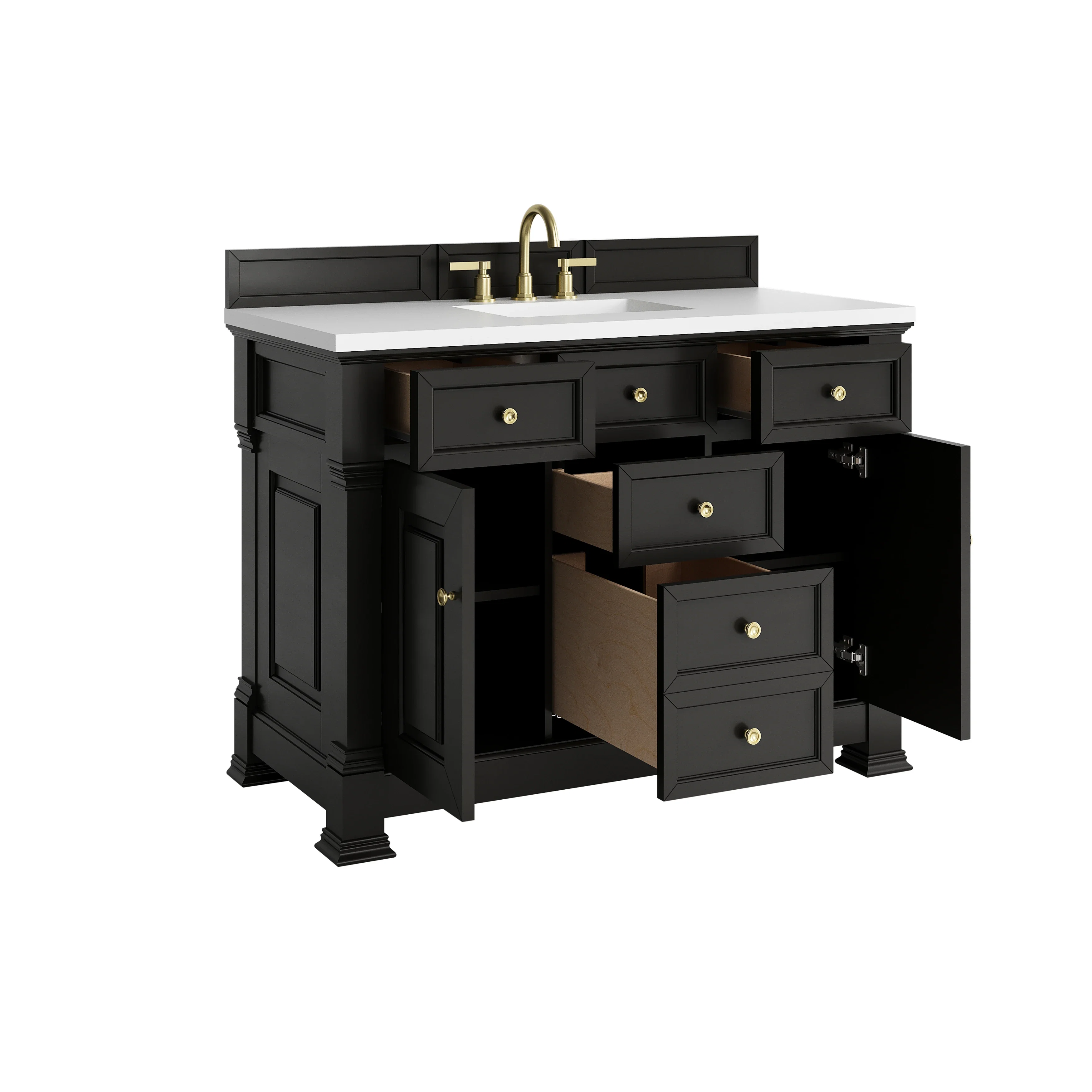 Brookfield 48" Single Vanity, Black Onyx,  w/ 3 CM White Zeus Silestone Top