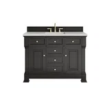 Brookfield 48" Single Vanity, Black Onyx w/ 3 CM Eternal Jasmine Pearl Silestone Top w/ FreePower Wireless Charger