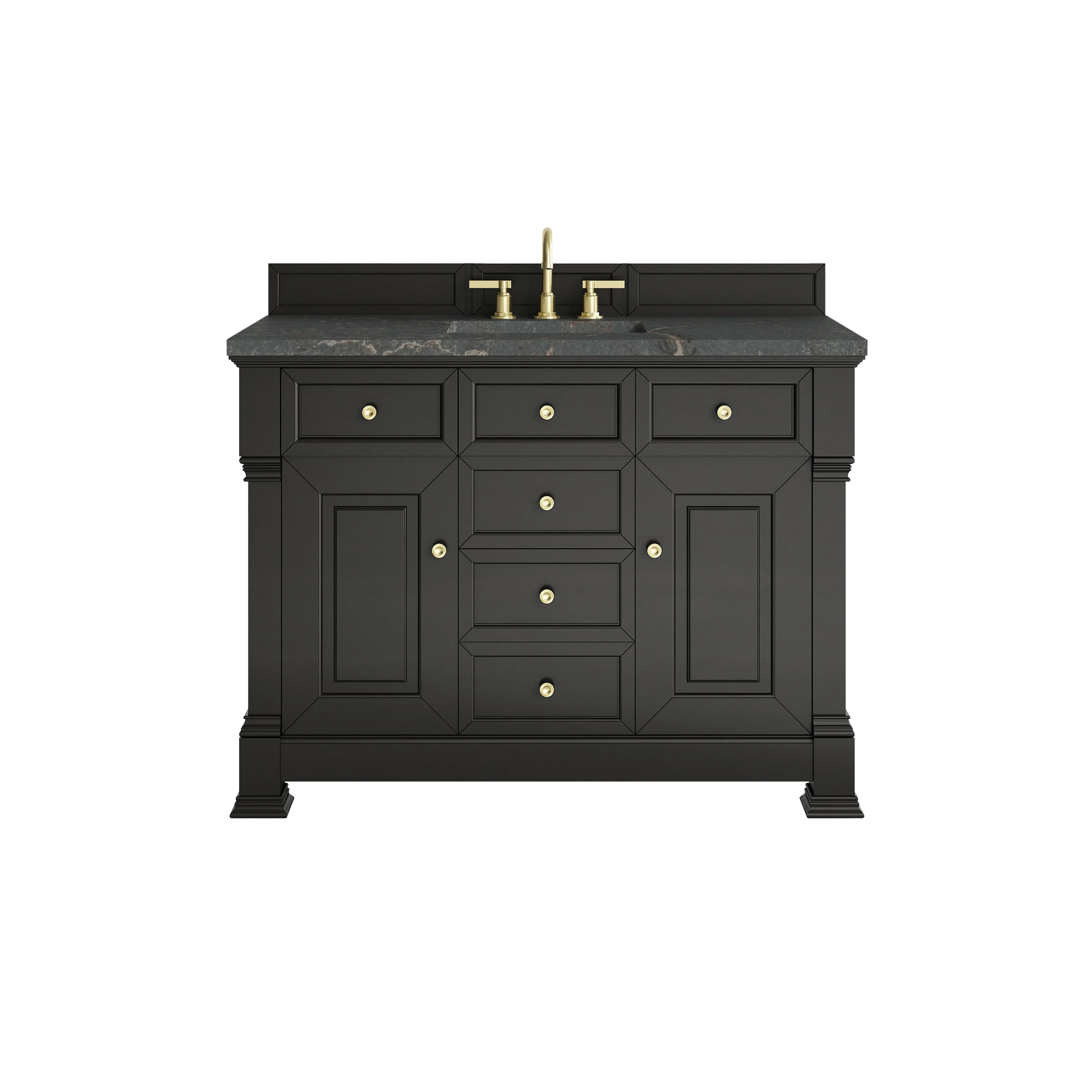 Brookfield 48" Single Vanity, Black Onyx w/ 3 CM Parisien Bleu Silestone Top w/ FreePower Wireless Charger