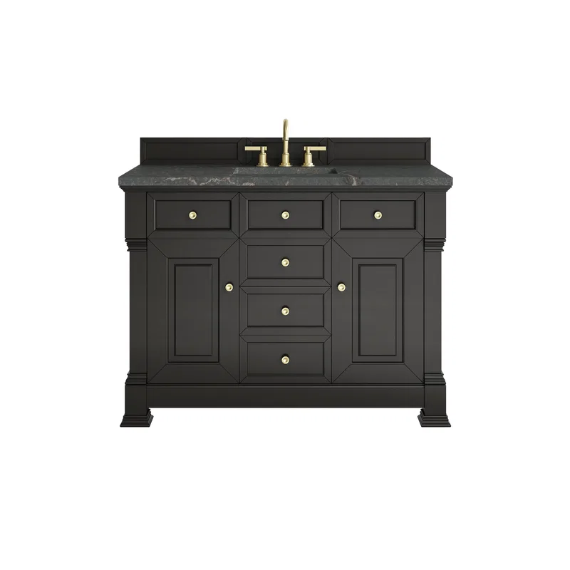 Brookfield 48" Single Vanity, Black Onyx w/ 3 CM Parisien Bleu Silestone Top w/ FreePower Wireless Charger